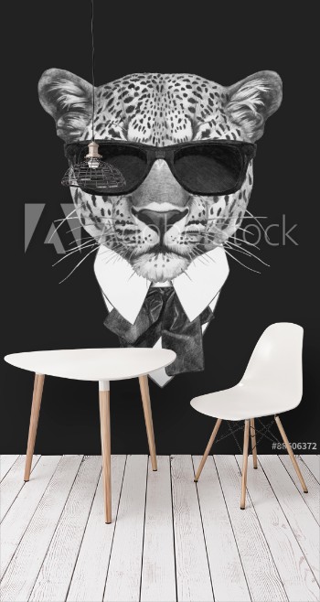 Bild på Portrait of Leopard in suit Vector isolated elements